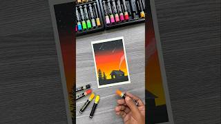 🌌 Cozy Night Sky Painting with Oil Pastels | Easy Sunset to Night Gradient Art