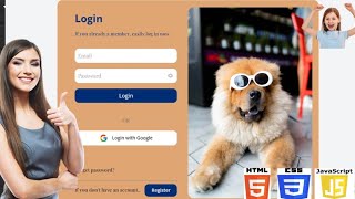 How To Make/build a Responsive animated login ®istration form using Html Css and Js animation web