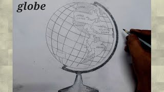 how to draw globe easy l how to draw globe with longitude and latitude