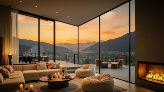 Cozy Sunset Vibes at Luxury Living Room 🌆 Soothing Jazz Music for Relaxation and Stress Relief