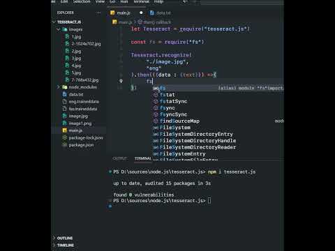 Read Text from Image with Node.js | خواندن متن از عکس 😎🤔#coding #shorts #nodejs #image  #javascript