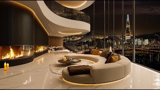 Seoul in Night Perfect at Luxurious Apartment with Warm Fireplace 🔥 Smooth Piano Jazz Music to Relax