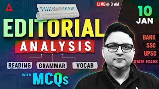 Editorial Analysis | 10th January, 2026 | Reading, Grammar, Vocab, MCQs | The Hindu Analysis