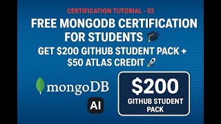Free MongoDB Certification for Students 🎓 | Get $200 GitHub Student Pack + $50 Atlas Credit 🚀 #FREE