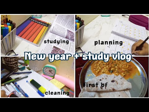 Productive study vlog 🖥️/+ new year vlog,cleaning my desk and lot ☁️