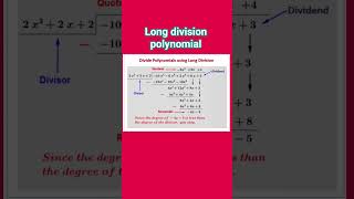 divide polynomial using long method #polynomial #longdivisionmethod #longdivision #polynomials