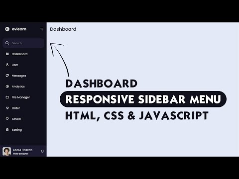 Responsive Side Navigation Bar in HTML CSS And JavaScript | Dashboard Sidebar Menu