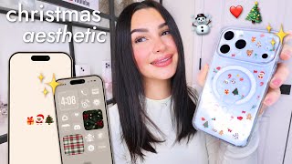 how to customize your iphone for christmas! *stickers, wallpapers & home screens* 📱🎄✨