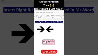 Ms-Word HiddenTrick🔥#Insert Right & Left Arrow Symbol#msword#mswordforbeginners#mswordtutorials