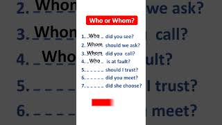 Who or whom? #english #learnenglish #shorts  #esllearners