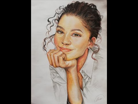 Speed Drawing of #Zendaya with #artezawatercolorpencils