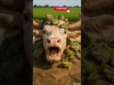 cow covered in giant frogs saved by farmers #humanity #cow #animals #rescueanimals