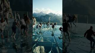 Glass Skywalk Collapses Over Breathtaking Mountain Cliff #travelshorts #cinematicshorts  #viralvideo