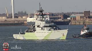 Royal Navy Patrol Vessel HMS Mersey P283 arrives into Liverpool on the River Mersey | 09.04.2025