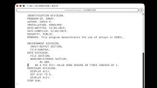 Learn Cobol: Identification Division documentation and arrays.