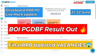 🤯boi credit officer result 2023 out ,rrb revised vacancies, oliveboard rrb po live mock test update
