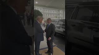President Trump Greets Netanyahu as he Arrives at the White House Moments Ago #israel