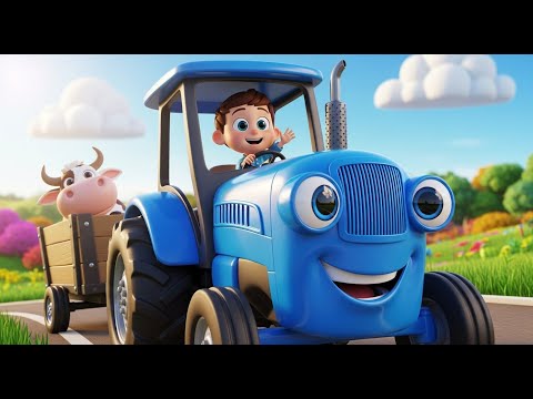 Blue Tractor Song 🚜 | Farm Animal Adventure with Rooster, Sheep, Cow & Frog