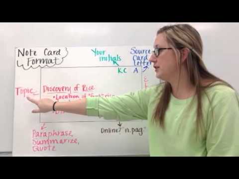 Note Cards for Research Paper