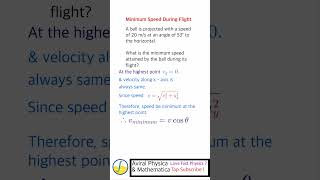 3. Projectile Motion: Minimum speed during flight #physics