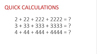QUICK CALCULATIONS