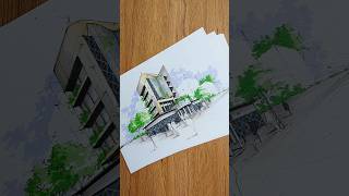Perspective Drawing| Exterior building Sketches #architecturedrawing #architecture #sketch #drawing