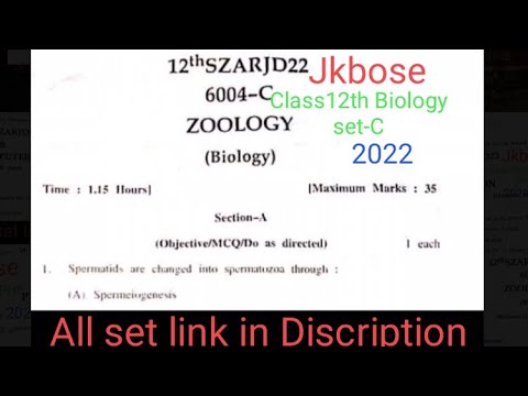 Jkbose class 12th Biology paper set-C 2022 (summer zone ) #jkbose #class12thbiology