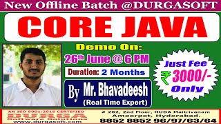 CORE JAVA Offline Training @ DURGASOFT