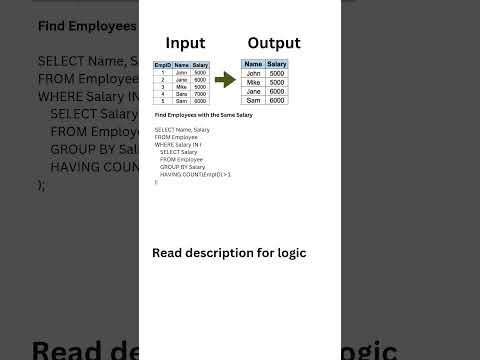 SQL Tips Find employees with same salary  #sqltips#sql #sqlforbeginners