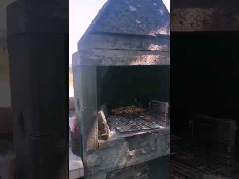 Barbecuing chicken Skewers on our wood fire in the French countryside in the summer 😍😍
