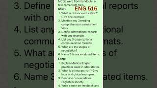 Current Final Paper of ENG516 #english #virtualuniversityofpakistan #finalterm