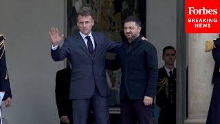 French President Emmanuel Macron Welcomes Ukrainian President Zelensky To Paris