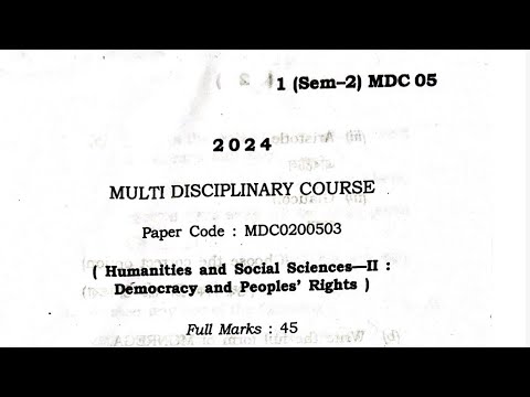 MDC 2nd semester final humanities and social science ( democracy and people rights) Question paper