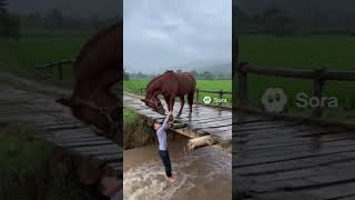 Horse saves the boy from bridge #horse #usa #viral #shorts #short #shortvideo #trending #viralvideo