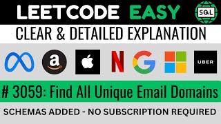 Leetcode 3059 - Learn RegEx in SQL - Find All Unique Email Domains | Everyday Data Science