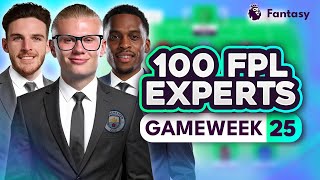 FPL GW25 EXPERT Transfer Trends & Best Captain! 🧠 100 Experts Reveal Gameweek 25 Team Plans