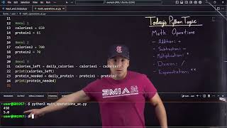 Python math operations - nutrition calculations with Anthony