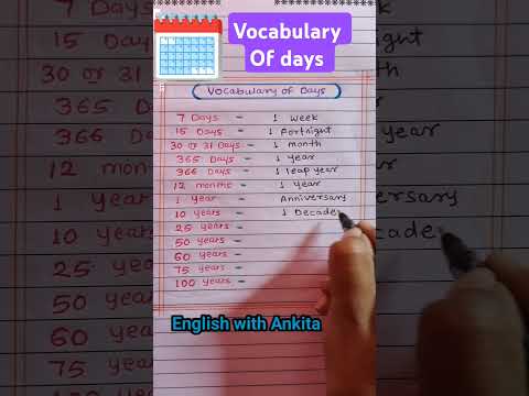 Vocabulary of days! #vocabulary #vocabularywords #english #englishgrammar #education #viralvideo