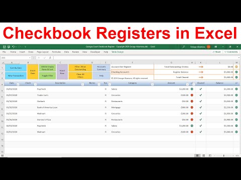 Checkbook App: Balance & Reconcile Bank Account in Excel Registers Spreadsheet Template for Finances