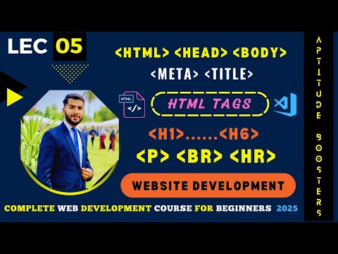 Lec 05 Meta Tag | Title Tag | h1 to h6 Tags | p Tag | br Tag | hr Tag| Web Development Course 2025