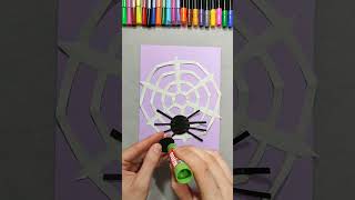 Paper Spiderweb with spider 🕸️🕷️ #creative #ideas #tutorial #activities #craft #halloween #spiderweb
