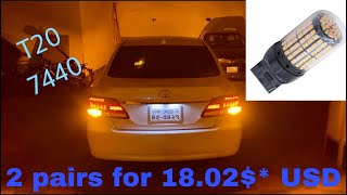 Hyper bright LED indicator/turn signals T20 7440 installed on Toyota Premio 2018