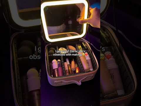 Makeup Bag with LED Mirror 💕 #makeup #makeupbag #cosmetics #makeuplover  #ledmakeupmirror #woman