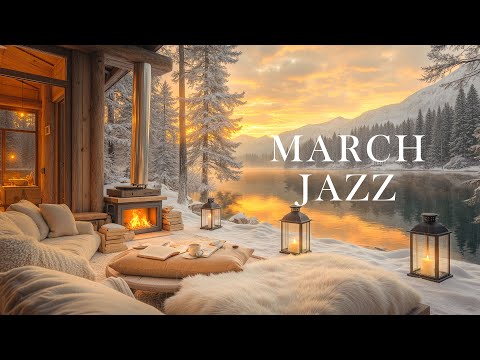 4K Smooth Jazz at Lakeside Coffee Shop Ambience ❄️ Jazz Music for Stress Relief, Relax