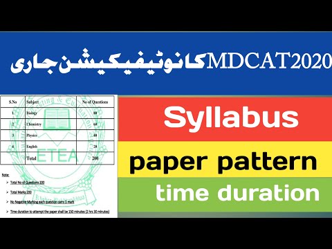 Medical ENTERY test 2020 syllabus,paper pattern,time duration