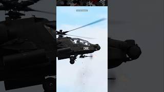 AH-64 Apache helicopter firing its weapons
