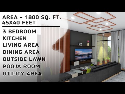 45X40 feet, 1800 sqft House Plan and Interior [FULL DESIGN REVIEW]