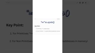 == in Java | Primitive vs Non Primitives #java #shorts #programming #coding  #javatutorial