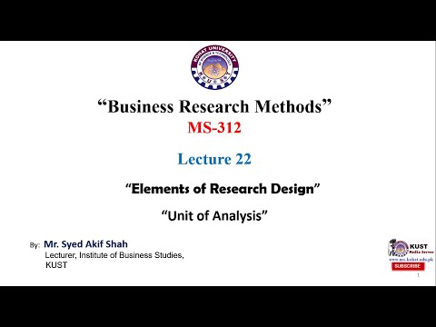 Elements of research design: Unit of Analysis