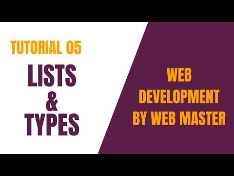 Html Tut 05 - Lists Tags and types of lists - Web development by Web Master